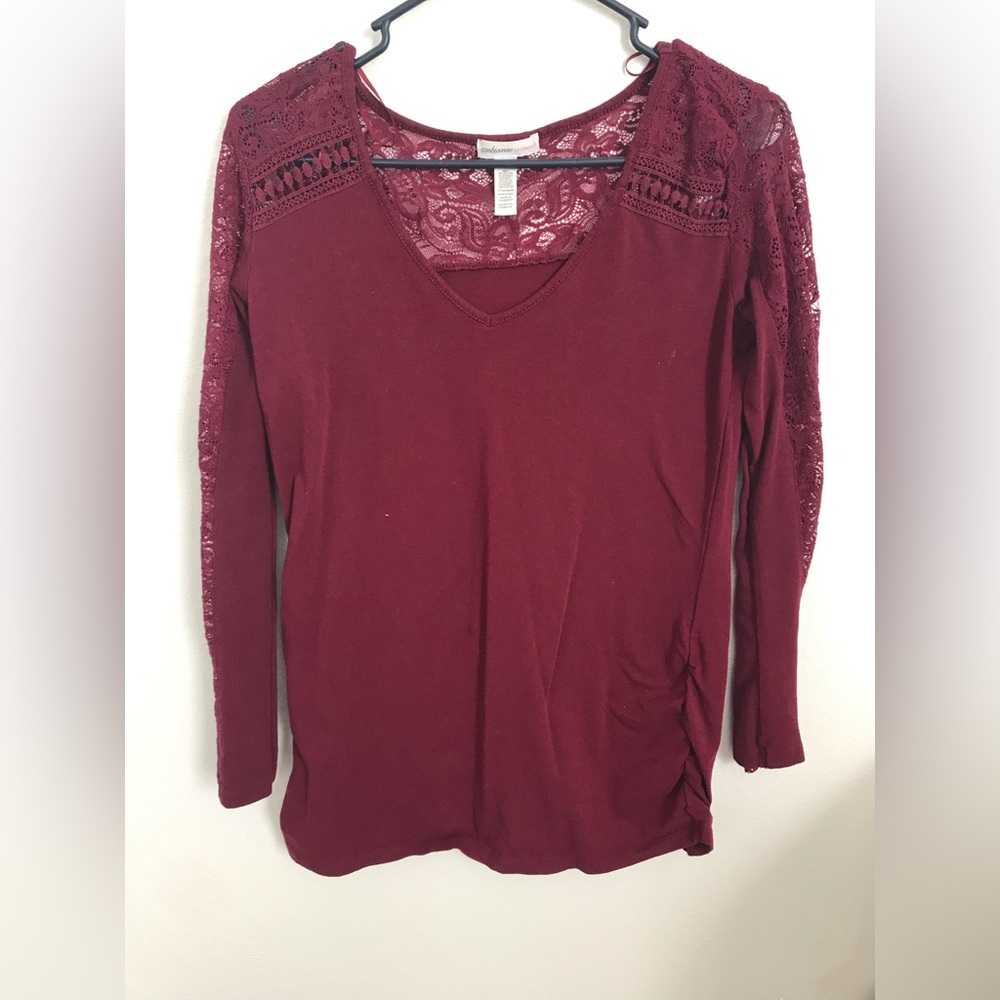 Maroon long Sleeve Ambiance Maternity shirt (large)